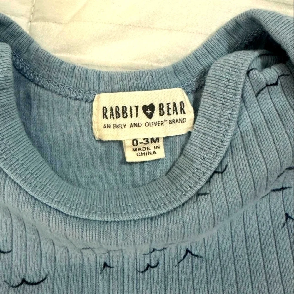 Rabbit + Bear Blue Onesie 0-3 months